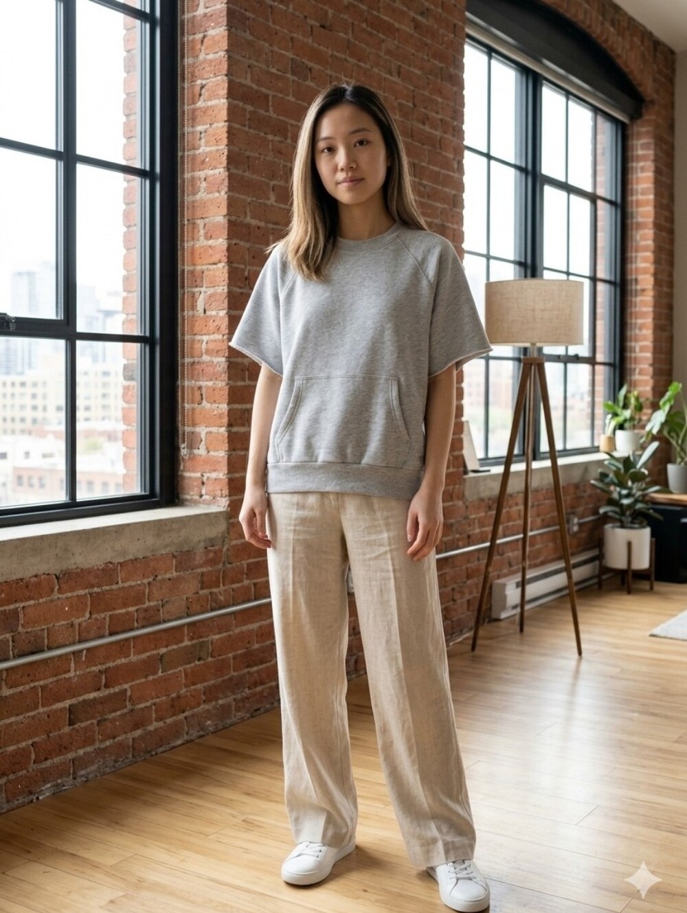 TNA Heather Gray Short-Sleeve Sweatshirt